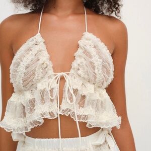 For Love & Lemons Romy Bralette Top XS / White